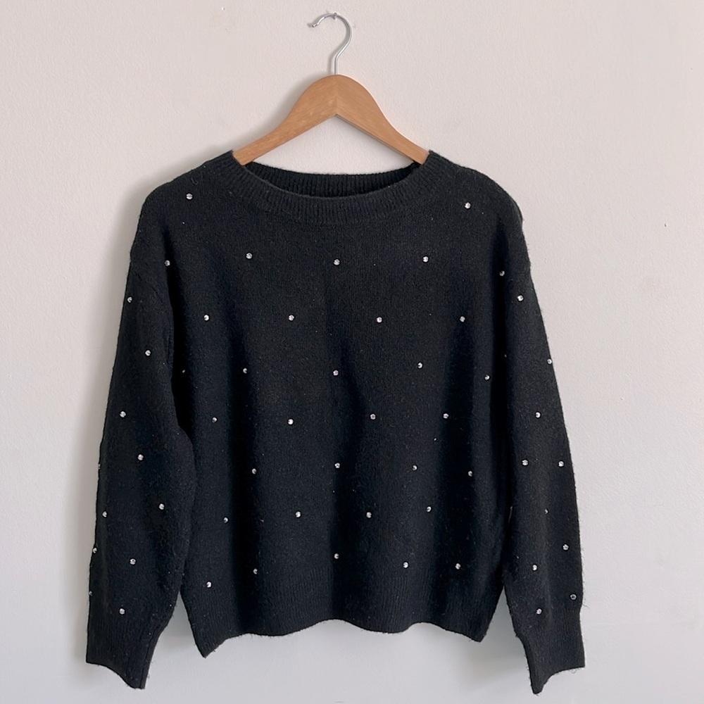 H&M Bedazzled Crew Neck Sweater